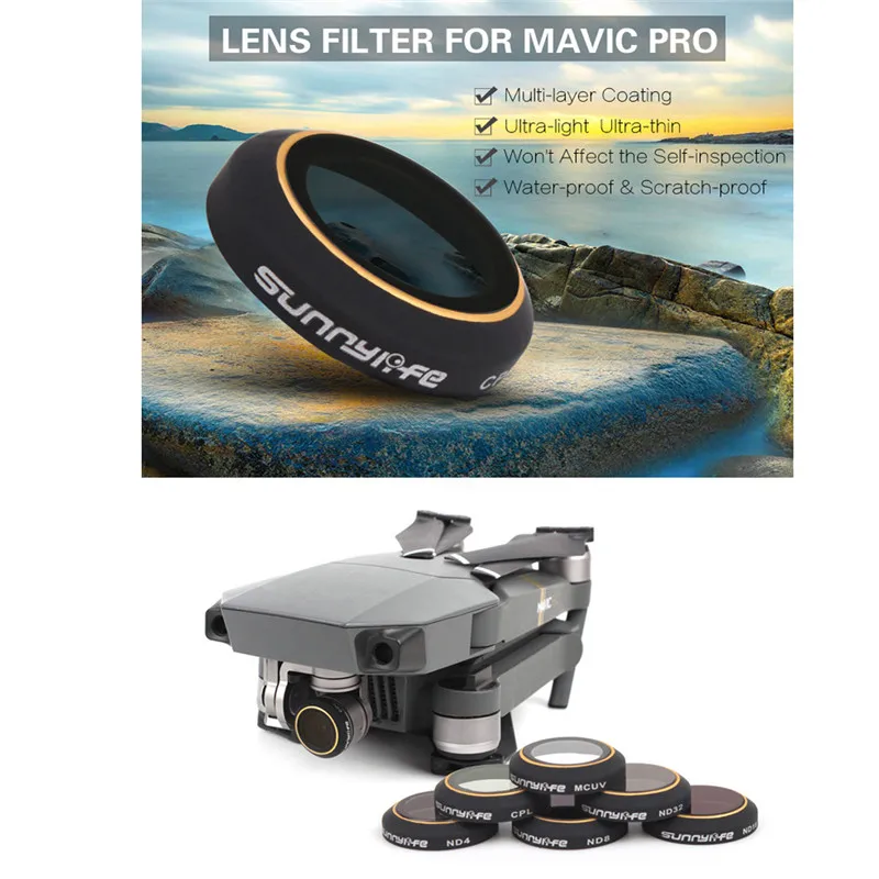 Snap On ND Filters Set 4Pcs ND4/8/16/32 Camera Lens Filter Bundle set Kit For DJI for MAVIC Pro/Mavic Platinum Drone | Электроника