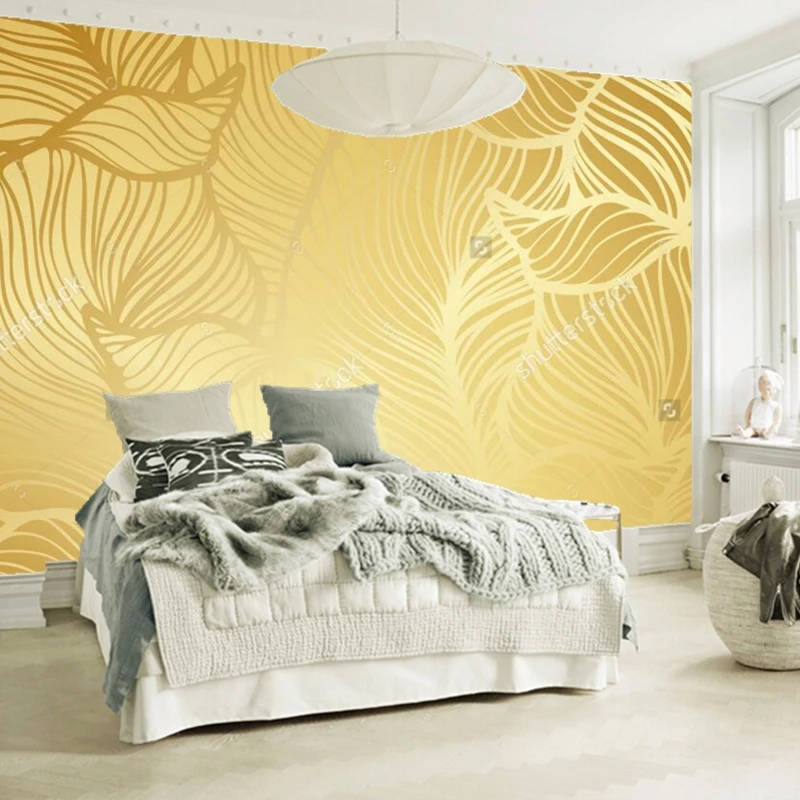 Золотые обои на заказ Ретро с узором современные фрески для гостиной спальни