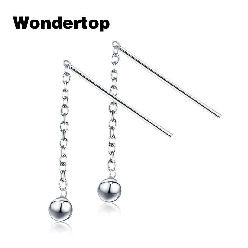 Wondertop оригинальный S925 Серебряный шар bead Threader падение висячие серьги для 2017 Для