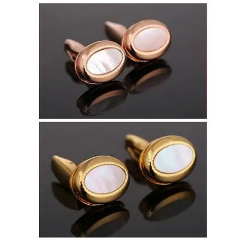 10 пар/лот роскошный Овальный перламутр Sea Shell Запонки золото/покрытие с ионным