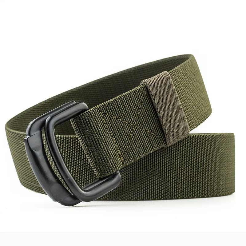 F Army green Лучший YBT мужской ремень из парусины, сплав, двойное кольцо, пряжка, тянущаяся ткань, мужской ремень для улицы, повседневный ковбойский ремень для мужчин и женщин - Цвет: F Army green