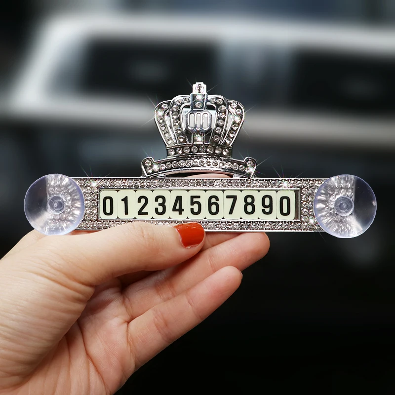 Светящаяся Корона кристалл автомобильный Стайлинг временная парковочная карта