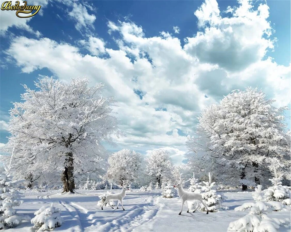 Обои для фотосъемки на заказ Красивые Зимние Снежные пейзажи HD лося гостиная ТВ