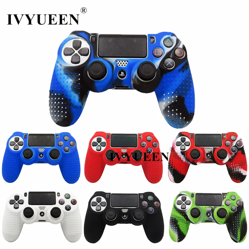 Силиконовый Противоскользящий чехол IVYUEEN для playstation 4 PS4 Pro, тонкий чехол для контроллера с рукояткой для большого пальца, колпачки для Dualshock 4