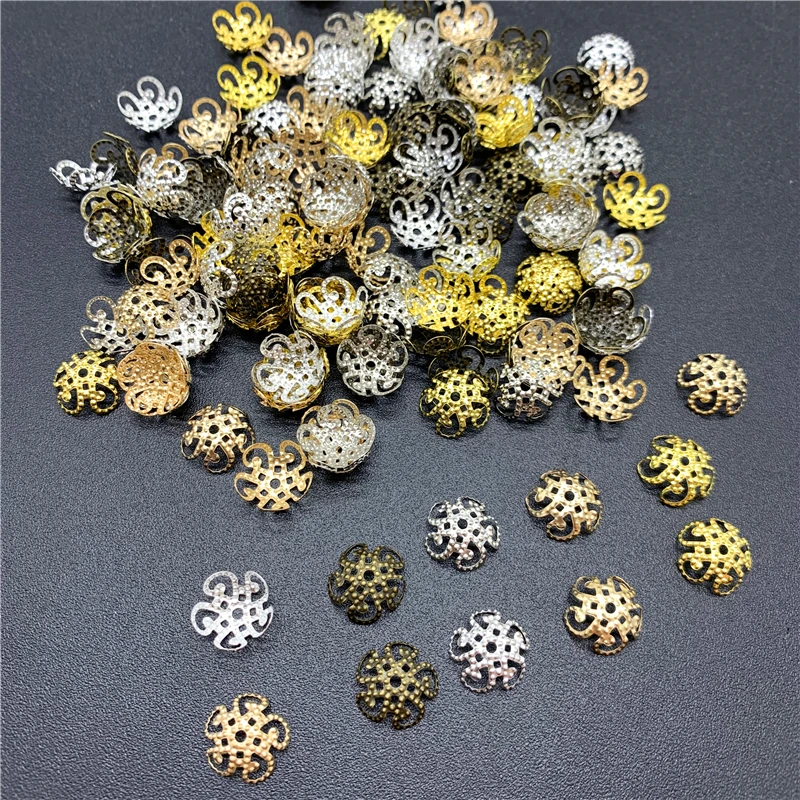 100pcs 10x10 мм Ювелирные изделия из сплава бусины Кепки Древний серебряный талисманы цветок Форма подвески для самостоятельного изготовления ювелирных изделий Аксессуары