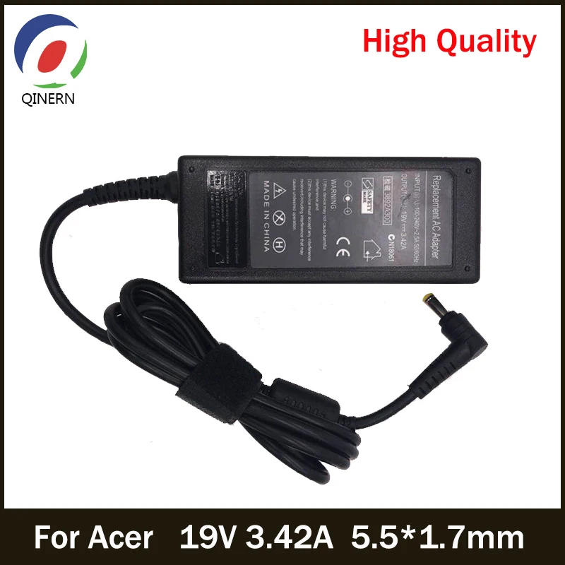 

19V 3.42A 65W 5.5*1.7mm AC Laptop Charger Power supply For Acer Aspire 1410 1680 3000 5315 5630 5735 5920 5535 5738 6920 Adapter