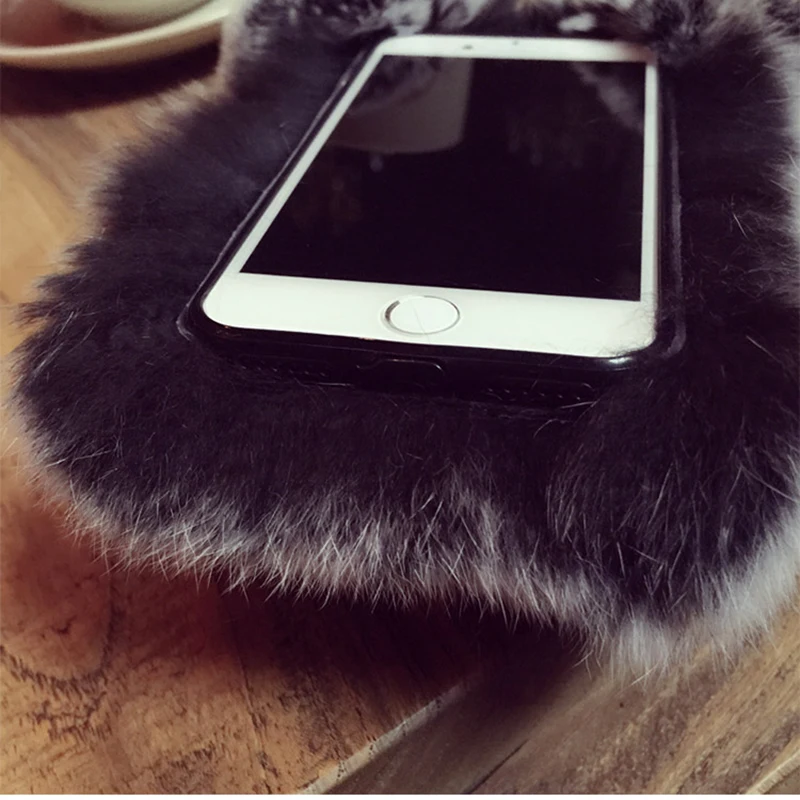 Роскошные Симпатичные Рекс Кролика Телефон Case Для iPhone 7 Plus 6 s плюс 5S 5 SE Плюшевая