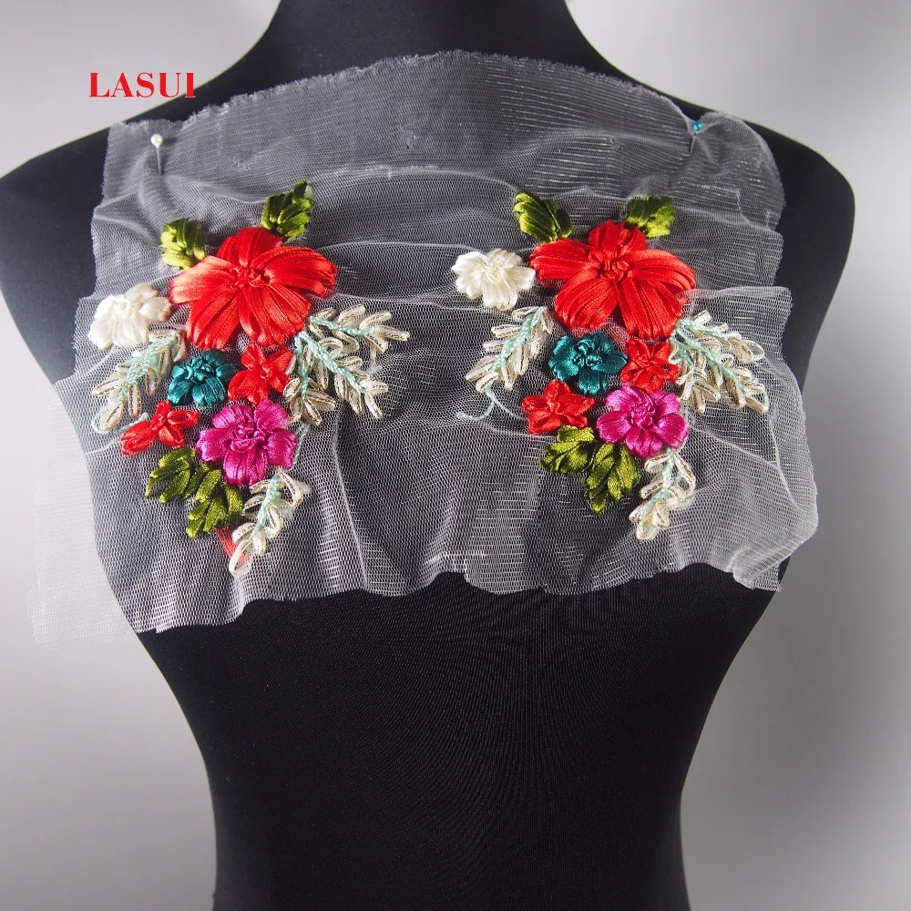 Lasui 14*8 см 1 пара = 2 шт. = 1 6 видов цветов ленточки ручной работы с вышивкой, с кружевными аппликациями, 3D цветы для швейные принадлежности рукоделие 0208