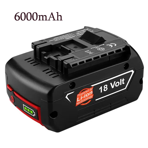 6000mAh 18 в 6.0Ah 6000 мА/ч, литий-ионный аккумулятор Батарея для Bosch BAT609 BAT618 17618 BAT618G BAT609 CFL180B GDR 18-LI, GDS 18V-LI, светодиодный светильник - Цвет: 6000mAh