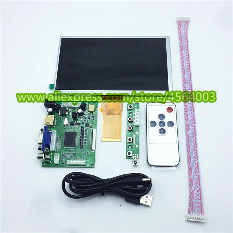 

7 inch LCD 1024*600 Display Monitor Screen Kit with Drive Board HDMI+VGA+2AV for Raspberry Pi PC Windows 7/8/10