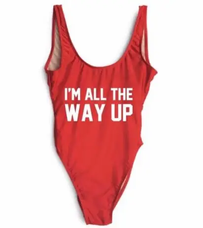 

I'M ALL THE WAY UP Swimwear Summer Girl Sexy Backless One Piece Bodysuit Jumpsuit Beachwear Bathing suits Swimsuit Catsuits