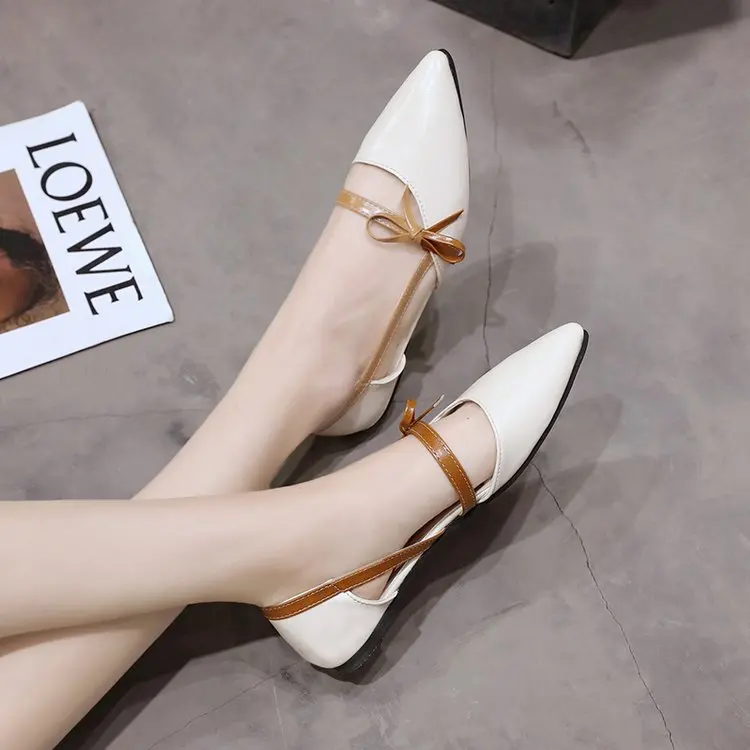 Новейшая модель модные женские туфли с острым носком и милым бантом босоножки