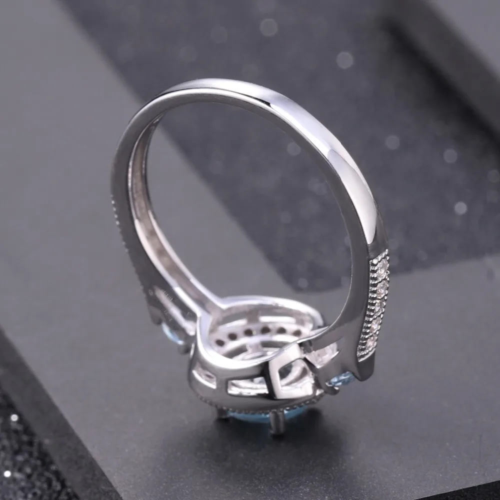 GEM'S BALLET 925 пробы серебряные обручальные кольца для женщин 1.05Ct натуральный круглый Небесно голубой топаз драгоценный камень кольцо хорошее ювелирное изделие