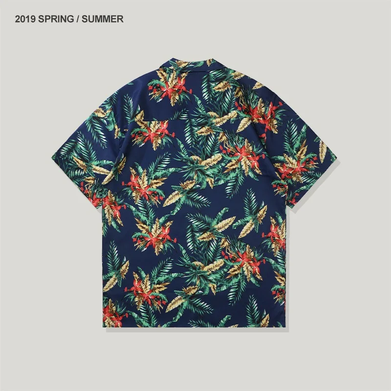 Мужская гавайская рубашка Повседневная Свободная пляжная с цветочным принтом и