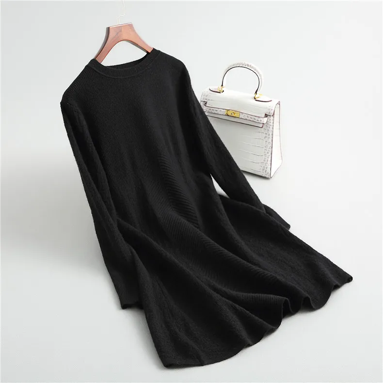 Женский вязаный свитер длинный трикотажный с длинным рукавом 2019 | Женская одежда