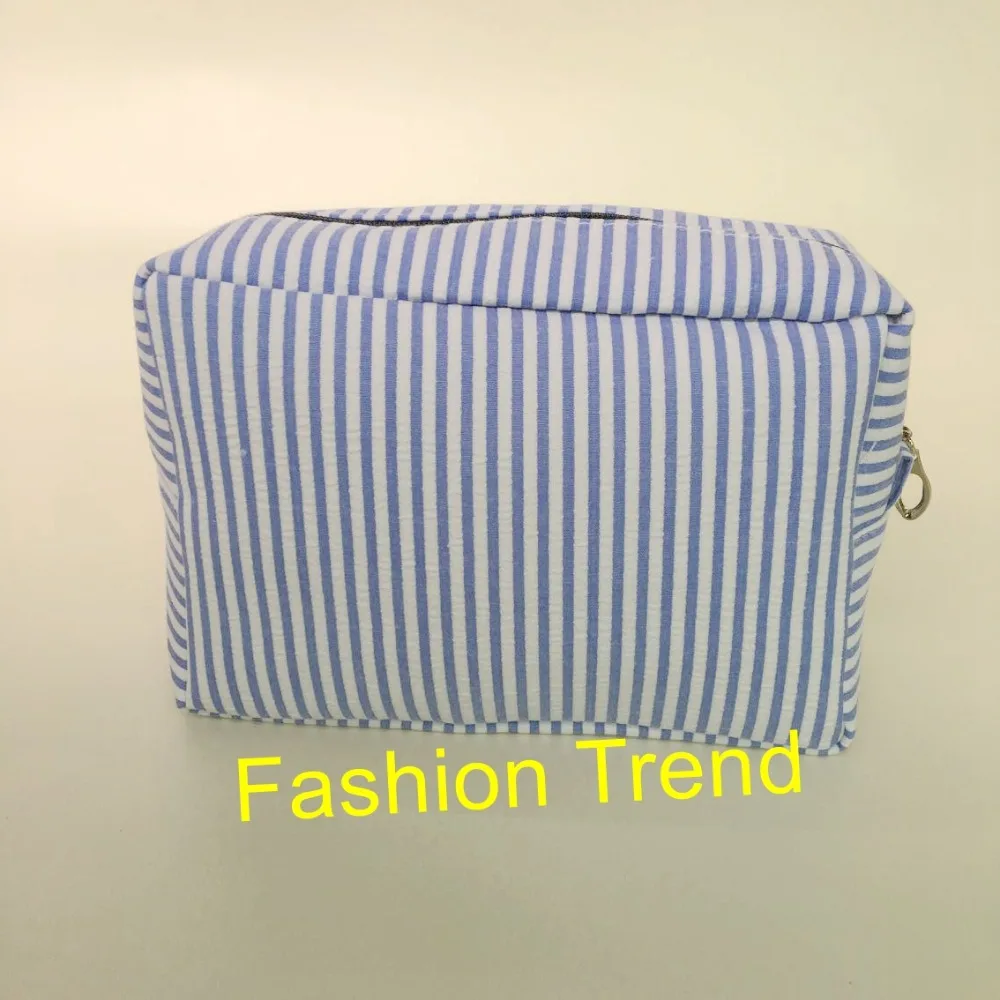 20pcs/lot Wholesale Blanks Candy Stripe Seersucker Cosmetic Makeup Toiletry Travel Case Pouch Gift In Stock |