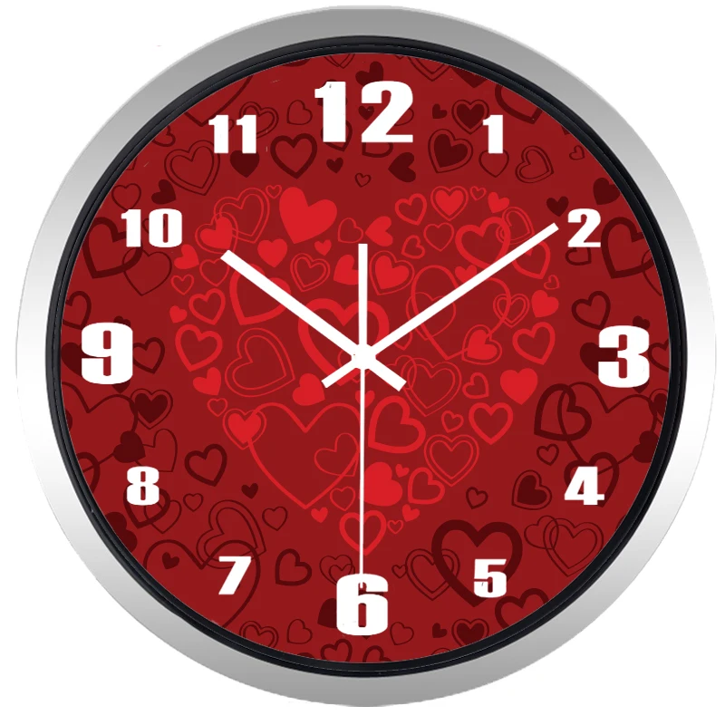 Красные сердечки новые свадебные настенные часы для дома короткие дизайнерские