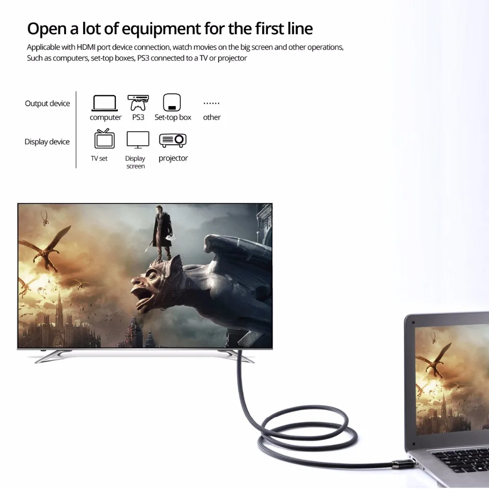 Кабель FONKEN HDMI 2 0 4K 60fps Ultra HD передача позолоченный кабель к нейлоновая оплетка для
