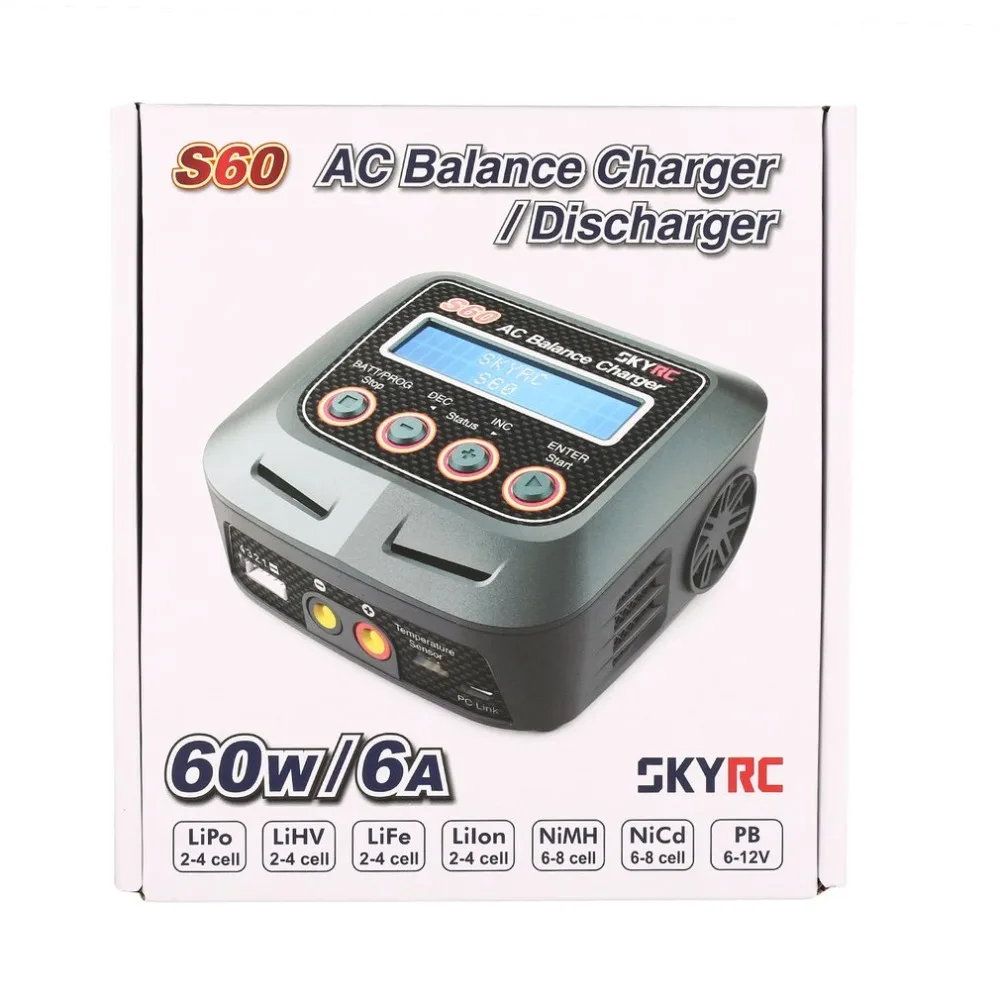 Nieuwe Hoge Kwaliteit SKYRC S60 60 w AC Balans Batterij Lader Ontlader Afstandsbediening Vliegtuig RC Auto Opladen Toebehoren