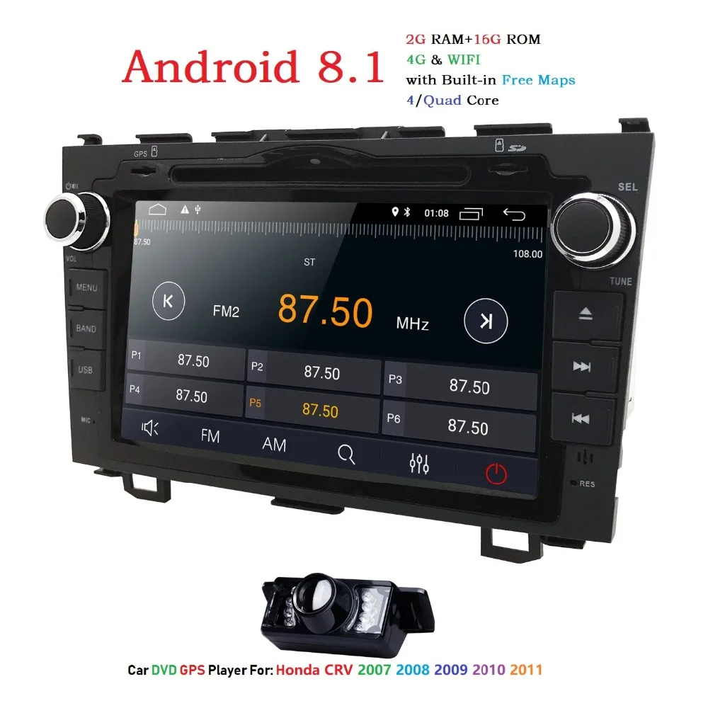 Hizpo четырехъядерный 2G + 16G 2DIN Android 8 1 автомобильный dvd плеер для HONDA CRV CR V gps навигация