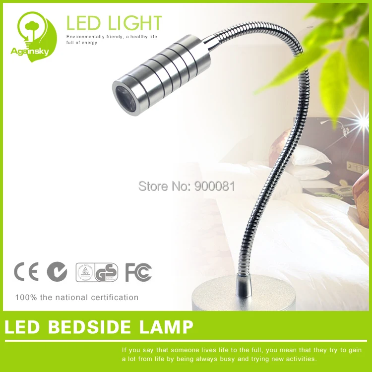Silver 1W LED Bed Headboard Reading Light AC220V Aluminum luminaria de mesa for Hotel Beds gooseneck led lamp Free Shipping | Лампы и