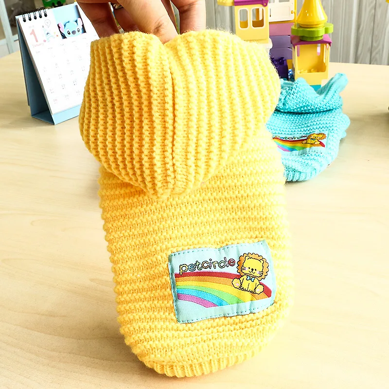 Вязаный маленький собачий свитер одежда Зимний Теплый Pet худи с кошкой пальто