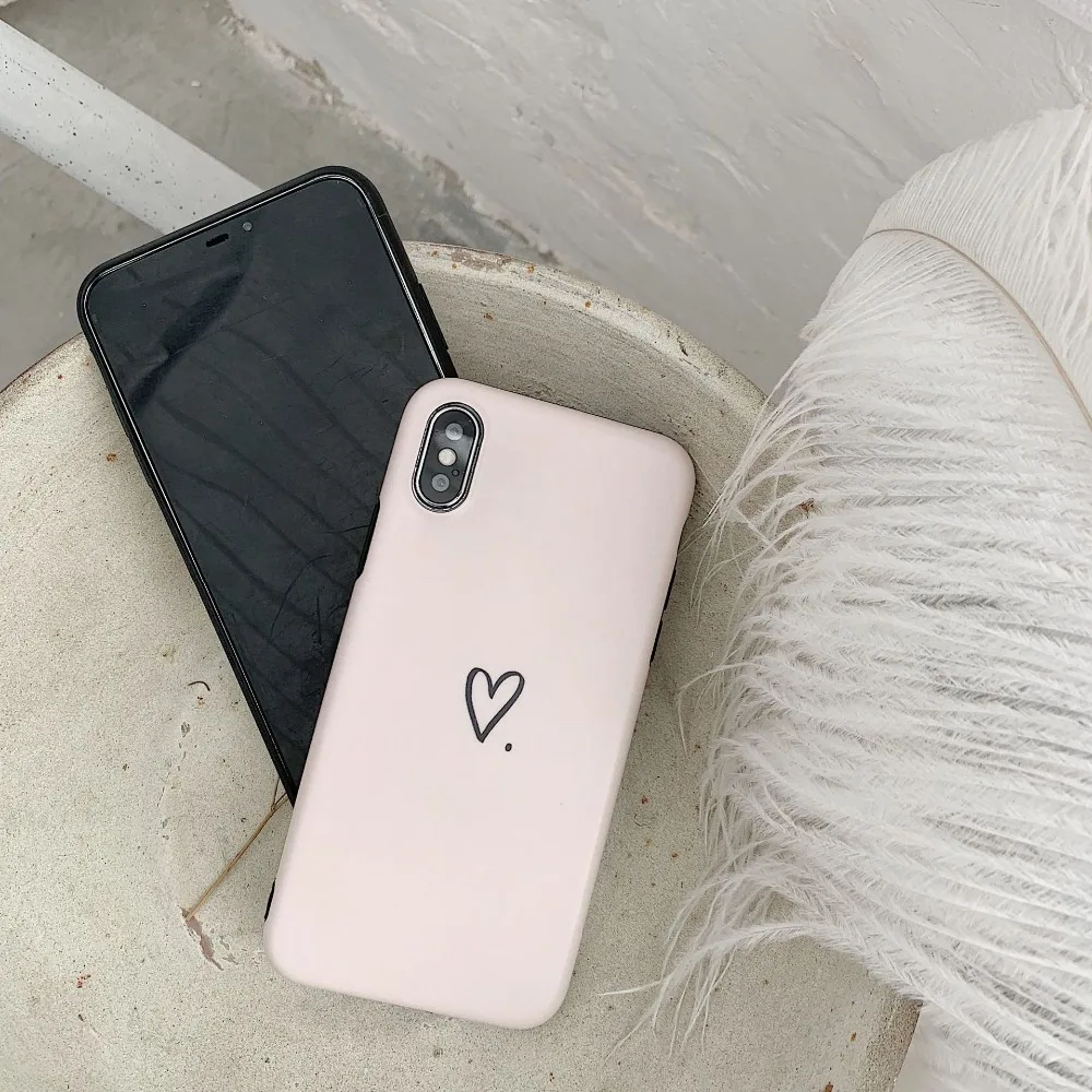 Милый обнаженный чехол для телефона с сердечком iPhone Xr XS MAX X Простой фон 6 6S 7 8 Plus