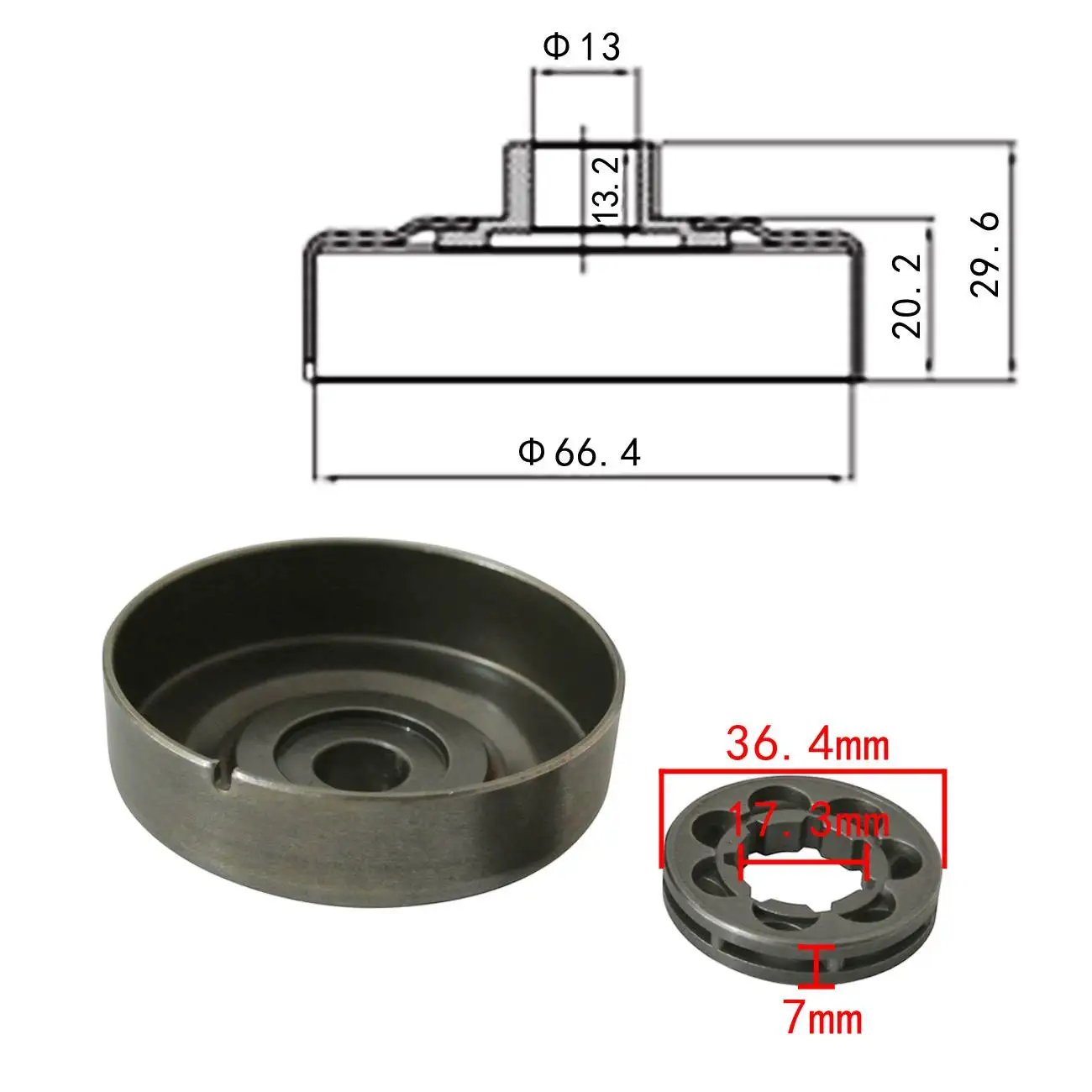 

Clutch Drum P-7 Rim Sprocket for Stihl 017 018 MS170 MS180 MS250 MS251 Chainsaw