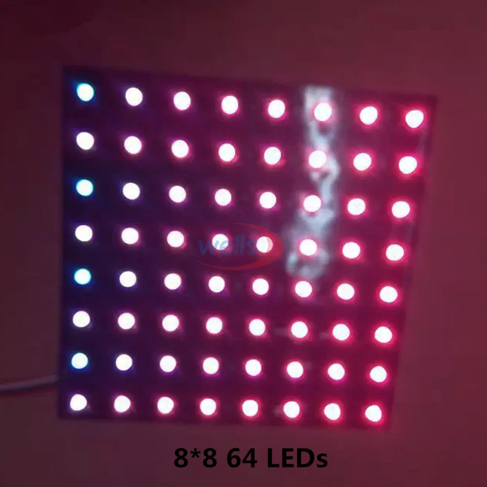 Светодиодный WS2812B 5 в встроенный WS2811ic 8*8*16 8*32 мягкий PCB маленький экран клетчатая нашивка 5050 полноцветный светодиодный экран RGB