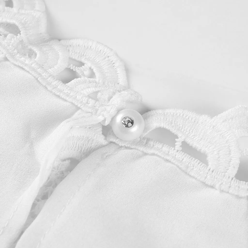 Женская кружевная блузка однотонная без рукавов лето 2019|Блузки| |