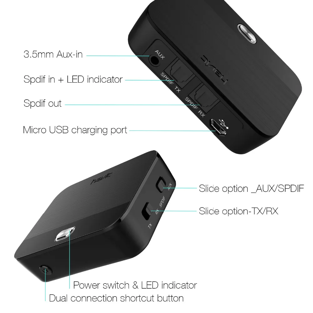 Avit 3,5 мм Bluetooth адаптер аудио передатчик приемник 2-в1 V4.1 беспроводной Bluetooth ключ aptX с низкой задержкой цифровой HV-BT022