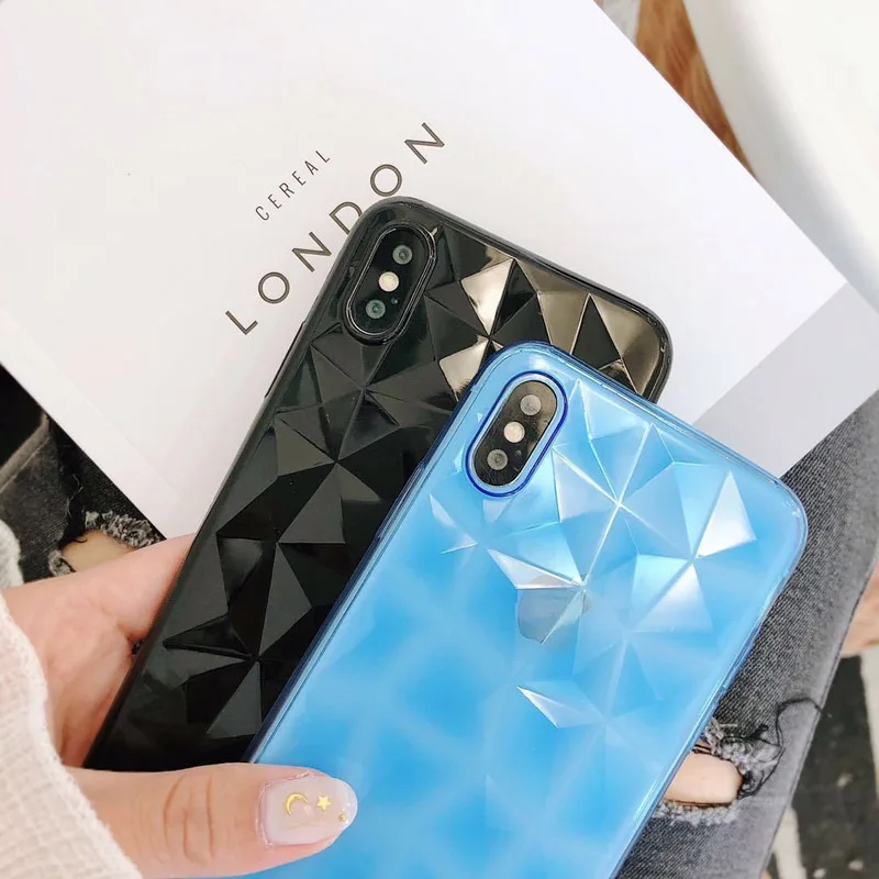 3D Diamond Rhombus Print Transparen Soft Silicone TPU Phone Case Cover For Huawei P30 P20 Mate 20 X Lite Pro Nova 3 3i 4 Capa |