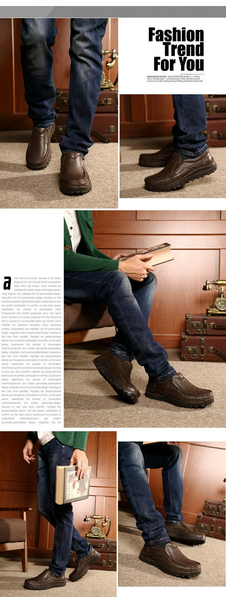 VASTWAVE big size 38-48 mens dress italian leather shoes luxury brand mens loafers genuine leather formal loafers moccasins men