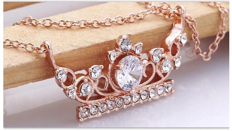 2015 RaN brand fine jewelry Crown Crystal Diamond valentine's day necklace white stone gemstone pendant | Украшения и