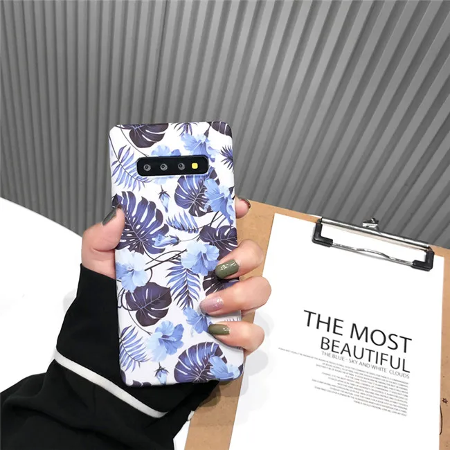 DCHZIUAN, для samsung S10 plus, чехол, модный, с изображением листьев растений, чехол для телефона, для samsung Galaxy S10, S9, S8 Plus, Note 8, 9, S9 Plus, Жесткий Чехол - Color: blue