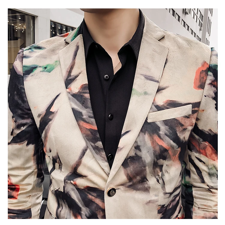 

Batmo 2019 new arrival high quality printed casual blazers men,men's casual suits,printed men's jackets plus-size 163825