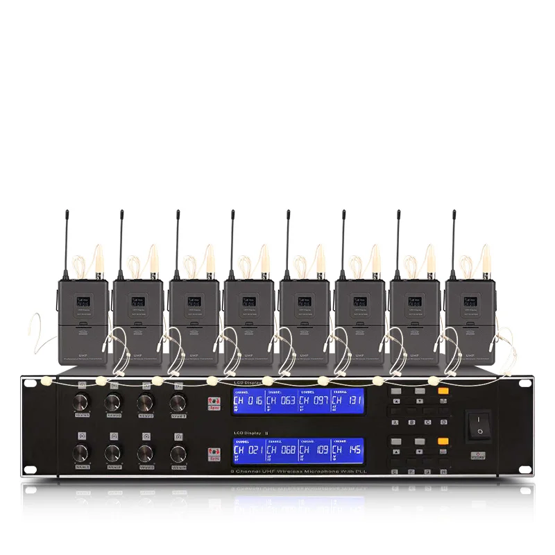 ERZHEN Профессиональная Беспроводная микрофонная система UHF8 канальный ручной отворотом конденсаторная гарнитура караоке микрофон студия 900GTAmic - Цвет: Синий