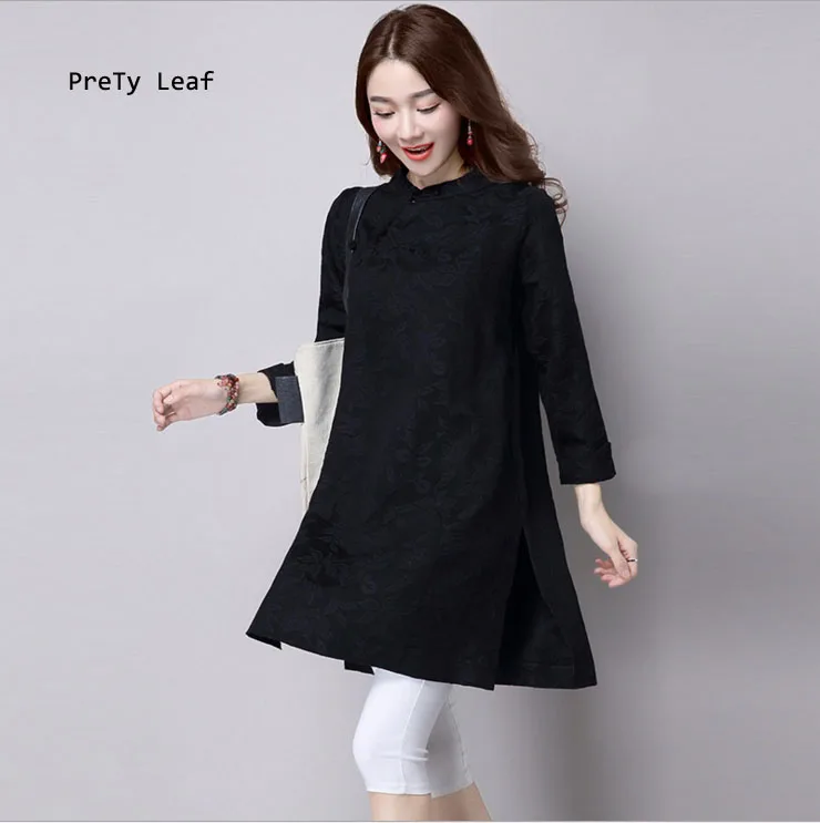 2017 Новый Национальный Ветер жаккардовые Ретро пряжки в длинный абзац свободные с