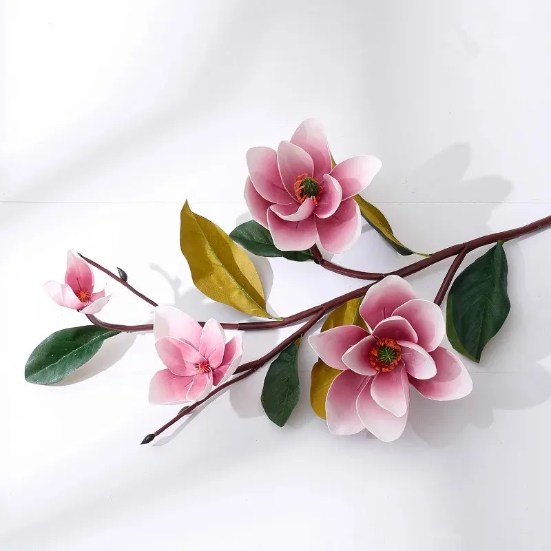Pink DIY искусственный EVA пены магнолии цветы декоративный искусственный цветок букет для дома, отеля, офиса вечерние аксессуары для декора 100 см - Цвет: Pink