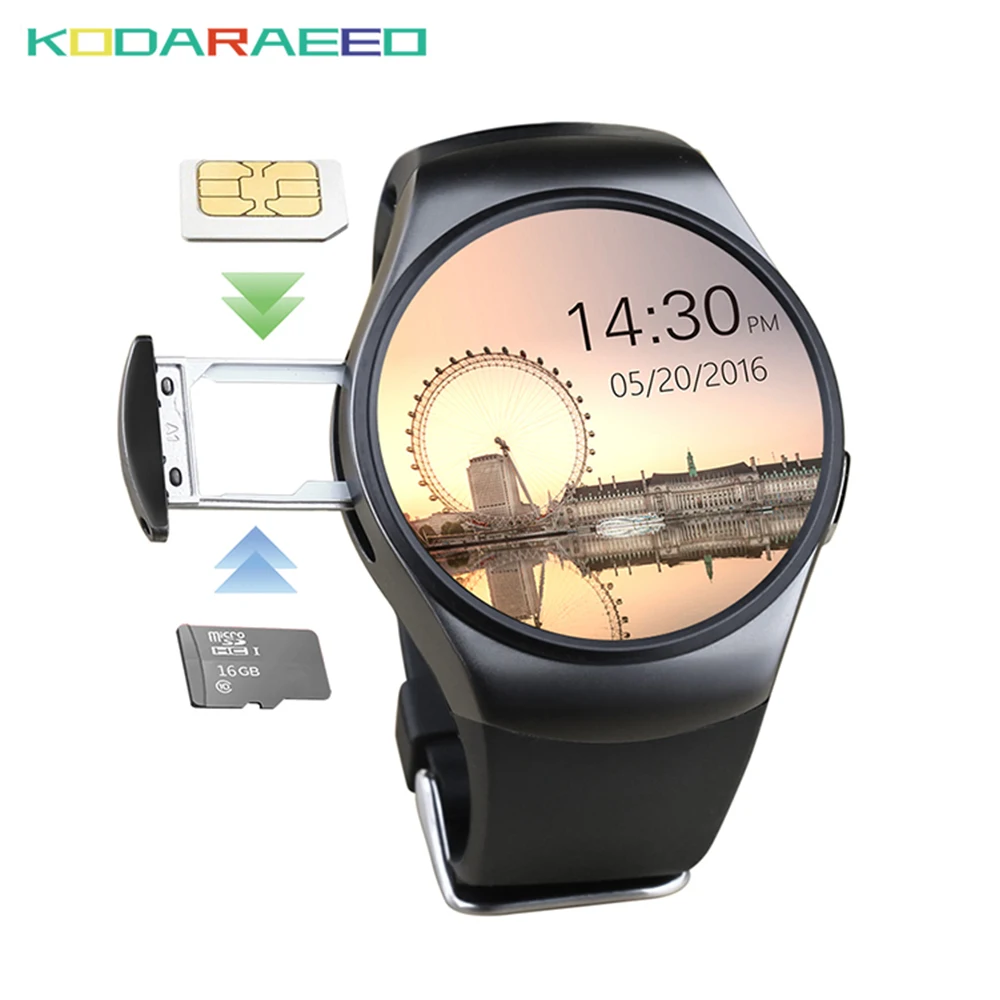 KW18 Смарт часы-телефон MTK2502 Smartwatch сердечного ритма tracker 1 3 дюймов Bluetooth Монитор