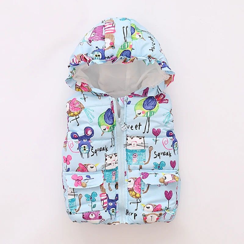 Детская одежда Зимняя верхняя плотные пальто с рисунками животных жилет