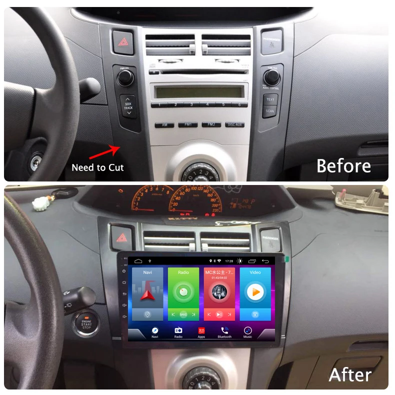 Полный сенсорный автомобильный Android 8,1 радио плеер для TOYOTA Yaris 2008-2011 автомобиля gps навигация Видео Мультимедиа Встроенный Bluetooth