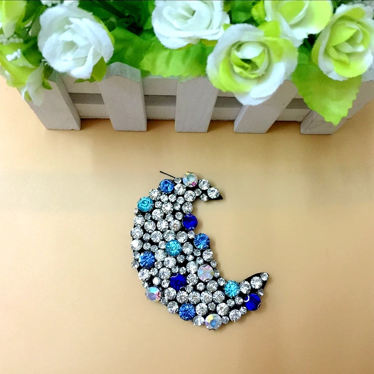 

moon beaded patches applique patches for clothing fabric patch sewing accessories fashion parches bordados embroidered patches