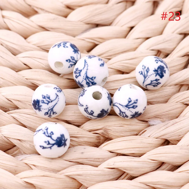 

Керамические бусины 500 шт./лот, круглые сине-белые фарфоровые бусины ручной работы в форме цветка, 6 мм, для изготовления ювелирных изделий св...