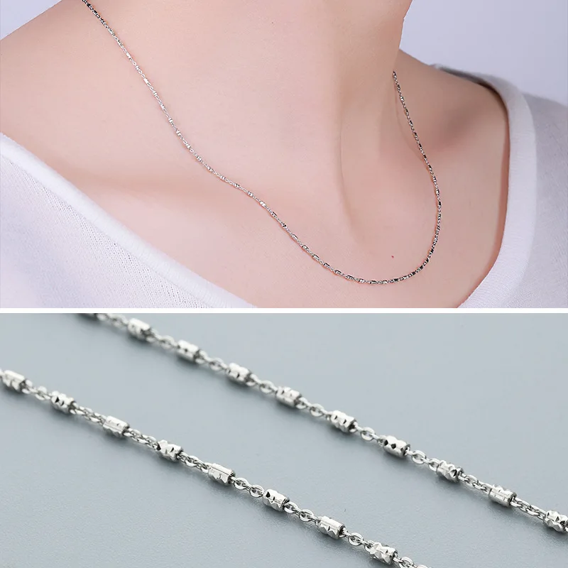 

Fancy Lady 45CM Necklace Chain long-lasting 925 Sterling Silver Solid 925 Necklace White Gold Color Female Jewelry Best Gift