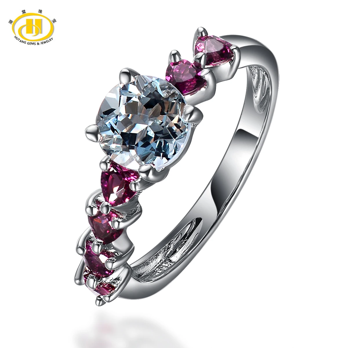 Hutang Gems & Ювелирные Изделия Серебро 925 Природные Аквамарин Кольцо С Сердцем