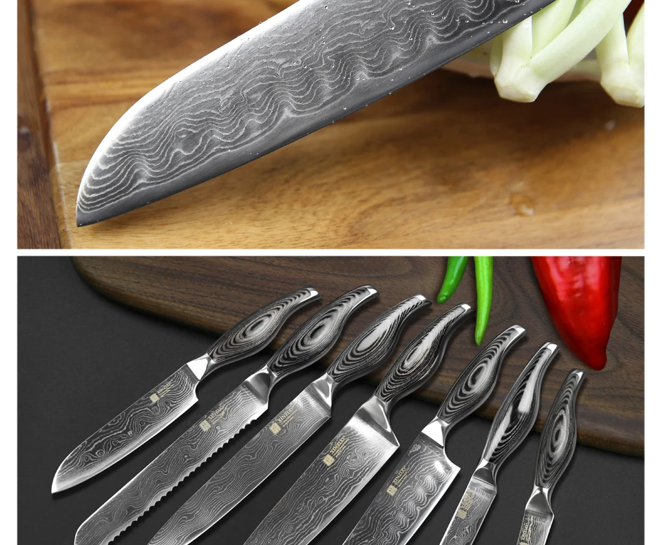 XINZUO 7 дюймов нож Santoku японский VG10 73 слоев дамасский супер стальной кухонный нож острые японские ножи повара Pakkawood ручка