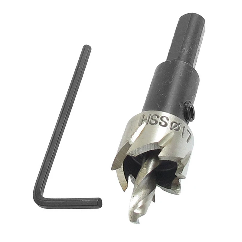 Серое металлическое сверло 17 мм Диаметр режущей пилы шестигранный ключ|Сверла| |