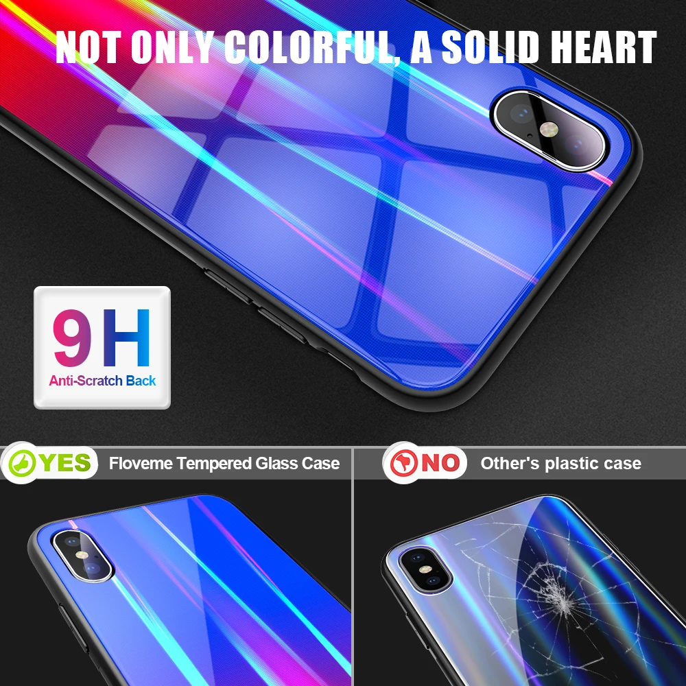 Роскошный чехол для телефона iPhone X 10 силиконовый градиент Красочные закаленное