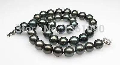 xd 003499 HIGH LUSTER!9-10MM GREEN TAHITIAN PEARL NECKLACE 17.2INCH 14K GOLD CLASP NEW | Украшения и аксессуары